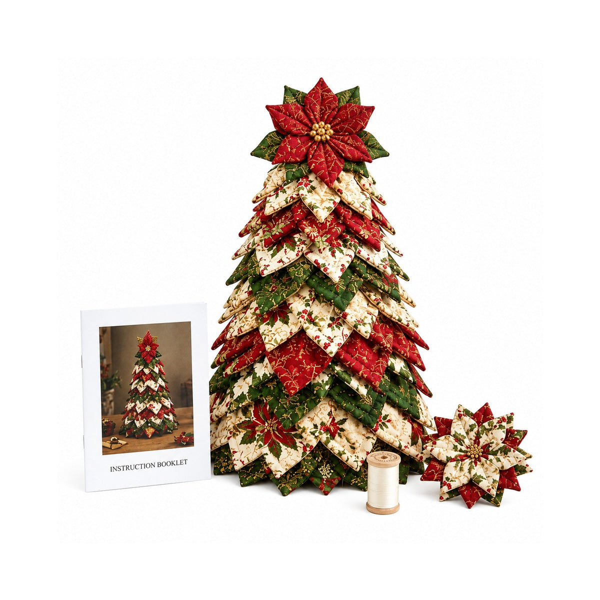 Scarlet Poinsettia Patchwork Quilt Set
