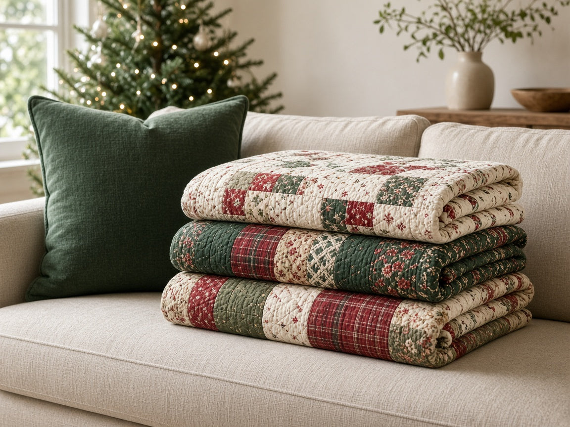 White Star Tree Quilt Set — how it sits